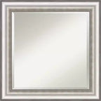 25" x 25" Salon Framed Wall Mirror Silver - Amanti Art