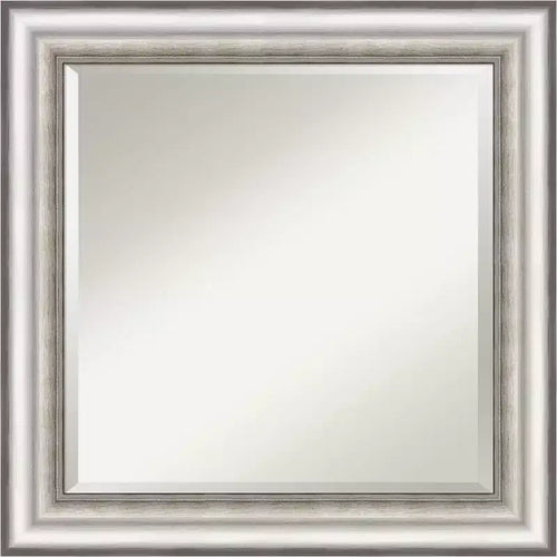 25" x 25" Salon Framed Wall Mirror Silver - Amanti Art