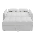 Causeuse gigogne de 134,1 cm avec dossier réglable, 3 ports USB et oreillers lombaires – Canapé-lit touffeté en chenille pour petits espaces