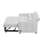 Causeuse gigogne de 134,1 cm avec dossier réglable, 3 ports USB et oreillers lombaires – Canapé-lit touffeté en chenille pour petits espaces
