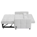 Causeuse gigogne de 134,1 cm avec dossier réglable, 3 ports USB et oreillers lombaires – Canapé-lit touffeté en chenille pour petits espaces
