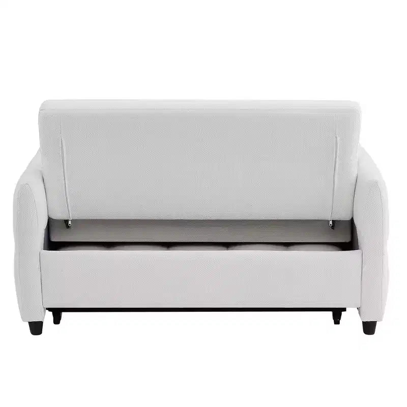 Causeuse gigogne de 134,1 cm avec dossier réglable, 3 ports USB et oreillers lombaires – Canapé-lit touffeté en chenille pour petits espaces