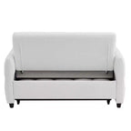Causeuse gigogne de 134,1 cm avec dossier réglable, 3 ports USB et oreillers lombaires – Canapé-lit touffeté en chenille pour petits espaces