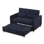 Causeuse gigogne de 134,1 cm avec dossier réglable, 3 ports USB et oreillers lombaires – Canapé-lit touffeté en chenille pour petits espaces