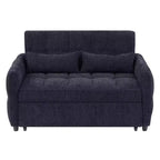 Causeuse gigogne de 134,1 cm avec dossier réglable, 3 ports USB et oreillers lombaires – Canapé-lit touffeté en chenille pour petits espaces