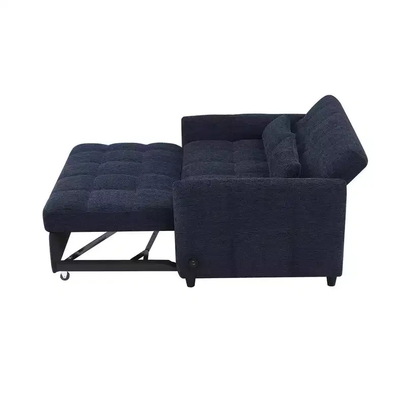 Causeuse gigogne de 134,1 cm avec dossier réglable, 3 ports USB et oreillers lombaires – Canapé-lit touffeté en chenille pour petits espaces