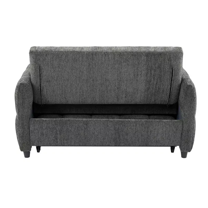 Causeuse gigogne de 134,1 cm avec dossier réglable, 3 ports USB et oreillers lombaires – Canapé-lit touffeté en chenille pour petits espaces