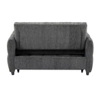 Causeuse gigogne de 134,1 cm avec dossier réglable, 3 ports USB et oreillers lombaires – Canapé-lit touffeté en chenille pour petits espaces
