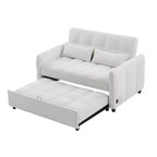 Causeuse gigogne de 134,1 cm avec dossier réglable, 3 ports USB et oreillers lombaires – Canapé-lit touffeté en chenille pour petits espaces