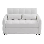 Causeuse gigogne de 134,1 cm avec dossier réglable, 3 ports USB et oreillers lombaires – Canapé-lit touffeté en chenille pour petits espaces