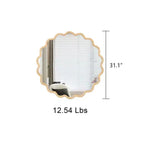 Miroir ondulé en bois massif de 31 x 31 - Miroir de courtoisie en bois naturel Décoration murale, pour Chambre à coucher, Salon, Salle à manger, Vestiaire, Entrée