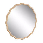 Miroir ondulé en bois massif de 31 x 31 - Miroir de courtoisie en bois naturel Décoration murale, pour Chambre à coucher, Salon, Salle à manger, Vestiaire, Entrée