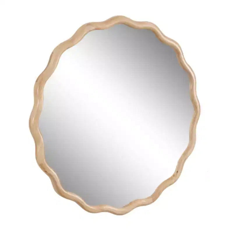 Miroir ondulé en bois massif de 31 x 31 - Miroir de courtoisie en bois naturel Décoration murale, pour Chambre à coucher, Salon, Salle à manger, Vestiaire, Entrée