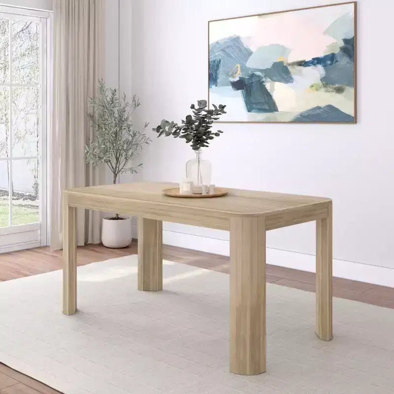 Table de salle à manger Contour, table de cuisine 60 en bois massif, table ronde moderne pour 4 personnes, table de salle à manger et de cuisine rectangulaire en bois pour la maison