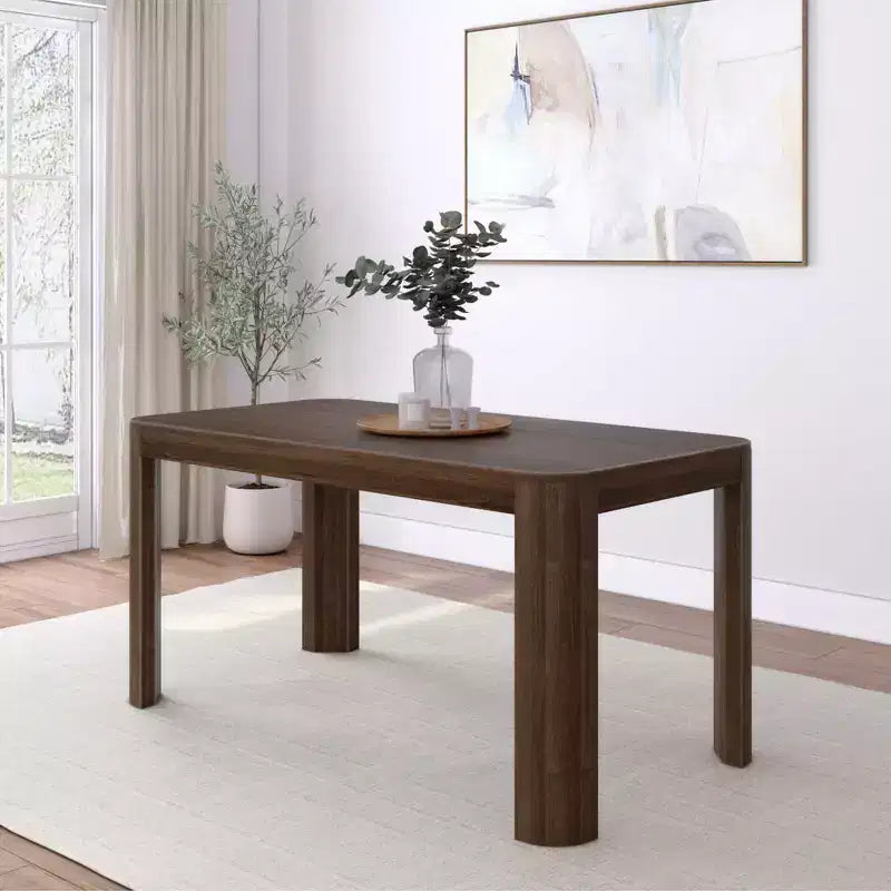Table de salle à manger Contour, table de cuisine 60 en bois massif, table ronde moderne pour 4 personnes, table de salle à manger et de cuisine rectangulaire en bois pour la maison