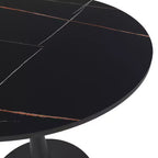 Table à manger ronde Bristol 24 avec plateau en pierre frittée et piètement en acier noir robuste pour cuisine et petits espaces