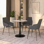 Table à manger ronde Bristol 24 avec plateau en pierre frittée et piètement en acier noir robuste pour cuisine et petits espaces