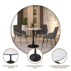 Table à manger ronde Bristol 24 avec plateau en pierre frittée et piètement en acier noir robuste pour cuisine et petits espaces