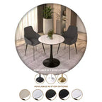 Table à manger ronde Bristol 24 avec plateau en pierre frittée et piètement en acier noir robuste pour cuisine et petits espaces