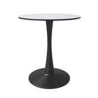 Table à manger ronde Bristol 24 avec plateau en pierre frittée et piètement en acier noir robuste pour cuisine et petits espaces