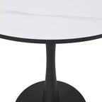Table à manger ronde Bristol 24 avec plateau en pierre frittée et piètement en acier noir robuste pour cuisine et petits espaces