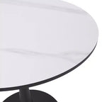 Table à manger ronde Bristol 24 avec plateau en pierre frittée et piètement en acier noir robuste pour cuisine et petits espaces
