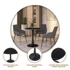 Table à manger ronde Bristol 24 avec plateau en pierre frittée et piètement en acier noir robuste pour cuisine et petits espaces