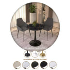 Table à manger ronde Bristol 24 avec plateau en pierre frittée et piètement en acier noir robuste pour cuisine et petits espaces