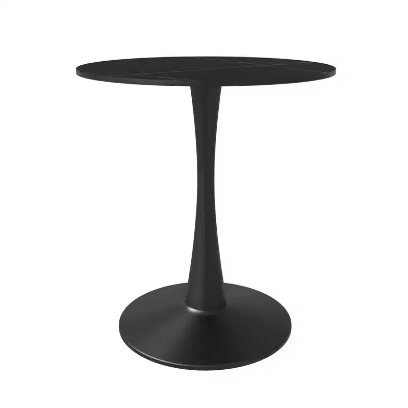 Table à manger ronde Bristol 24 avec plateau en pierre frittée et piètement en acier noir robuste pour cuisine et petits espaces