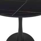 Table à manger ronde Bristol 24 avec plateau en pierre frittée et piètement en acier noir robuste pour cuisine et petits espaces