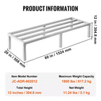 Étagère de Stockage en Aluminium Soudé, 60 x 20, pour Usage Commercial, Hauteur 12 po du Sol, Capacité 1800 lbs
