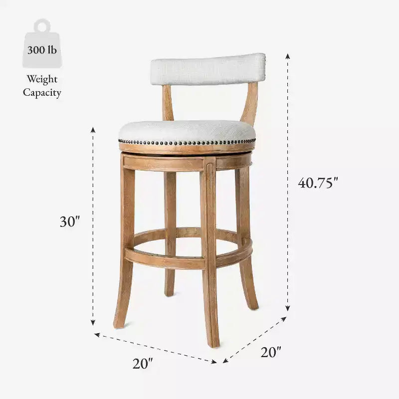 Tabouret de bar pivotant Alexander avec revêtement en tissu 31