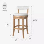 Tabouret de bar pivotant Alexander avec revêtement en tissu 31