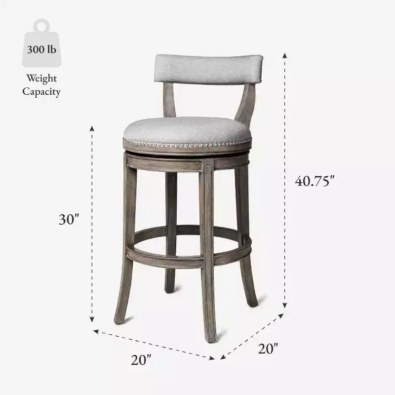 Tabouret de bar pivotant Alexander avec revêtement en tissu 31