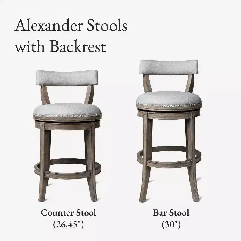 Tabouret de bar pivotant Alexander avec revêtement en tissu 31