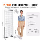 Tour de panneaux grillagés 2' x 5.6', 2 packs de présentoirs grillagés avec base en T, double face