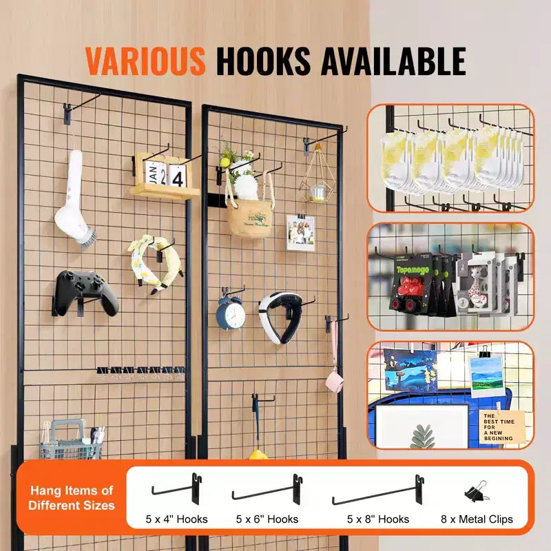 Tour de panneaux grillagés 2' x 5.6', 2 packs de présentoirs grillagés avec base en T, double face