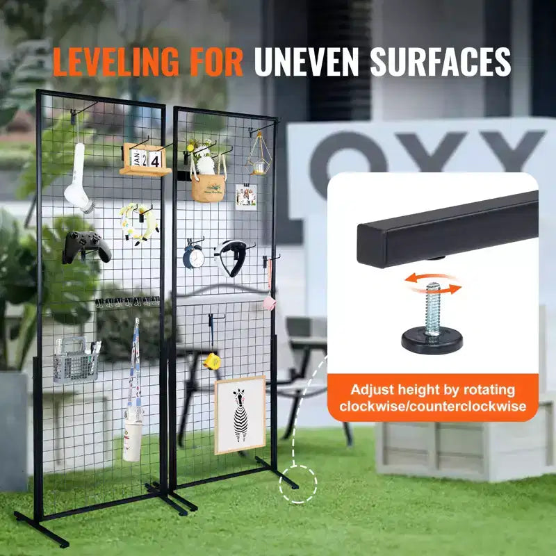 Tour de panneaux grillagés 2' x 5.6', 2 packs de présentoirs grillagés avec base en T, double face