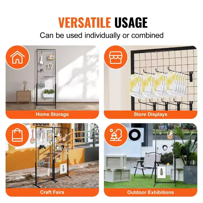 Tour de panneaux grillagés 2' x 5.6', 2 packs de présentoirs grillagés avec base en T, double face