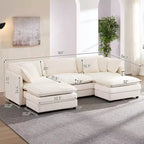 Canapé sectionnel modulaire en U de 256,5 cm, canapé nuage à 5 places avec 2 poufs, canapé-lit moderne en chenille avec assise profonde
