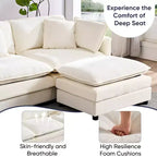 Canapé sectionnel modulaire en U de 256,5 cm, canapé nuage à 5 places avec 2 poufs, canapé-lit moderne en chenille avec assise profonde