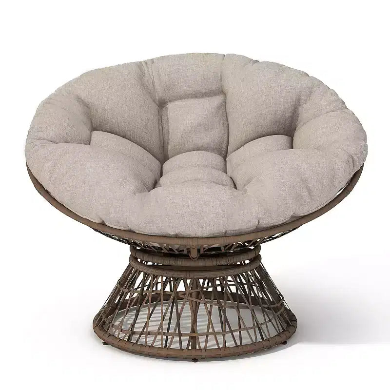 Fauteuil d'appoint moderne pivotant, fauteuil en osier ergonomique de 41,5 po avec coussin en tissu épais effet nuage, housse 3 protections, cadre en fer haute capacité
