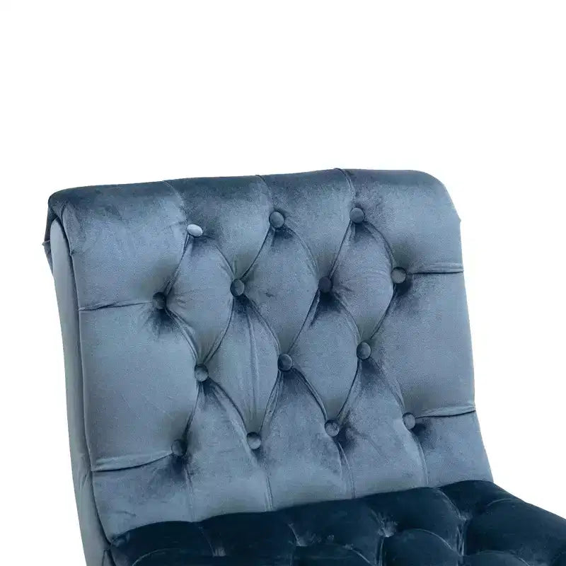 Chaise d'appoint moderne sans accoudoirs en velours, fauteuil confortable en tissu rembourré avec boutons et pieds en bois