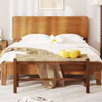Banc en bois long de 40 po, intérieur, salle à manger, entrée, bout de lit, siège en jonc de mer naturel