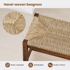 Banc en bois long de 40 po, intérieur, salle à manger, entrée, bout de lit, siège en jonc de mer naturel