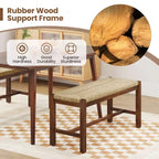 Banc en bois long de 40 po, intérieur, salle à manger, entrée, bout de lit, siège en jonc de mer naturel