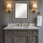 Miroir mural de salle de bain encadré en bois biseauté Cottage