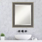 Miroir mural de salle de bain encadré en bois biseauté Cottage