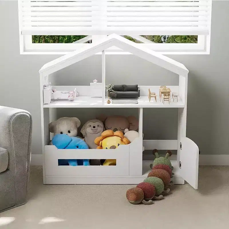 Étagère à Livres 2 Niveaux pour Enfants et Organiseur de Jouets avec Lumière à Détecteur de Mouvement, Meuble de Rangement en Bois pour Salles de Jeux, Salles de Classe et Chambres d'Enfants