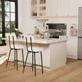 Bar Stool Chairs Set of 4, Modern Upholstered Counter Height Barstools with Round Seat, Armless Bar Chair with Back, Footrest and Metal Legs